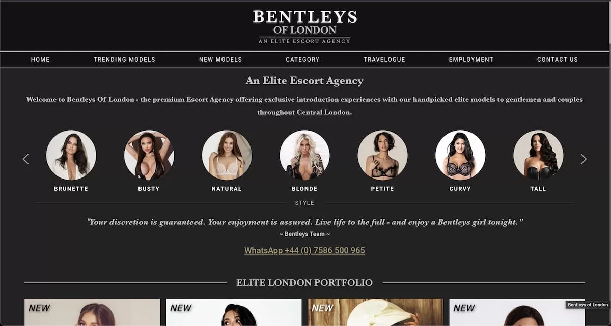 London's high-end escort agency "Bentleys Of London"